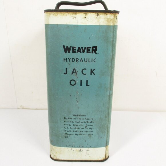 Vintage WEAVER hydraulic Jack Oil Tin Can 1.785 Liters Made in USA - Picture 3 of 8